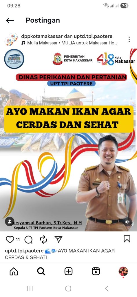 Kepala UPT TPI Paotere DP2 Kota Makassar Mengajak Masyarakat Makan Ikan Agar Cerdas dan Sehat