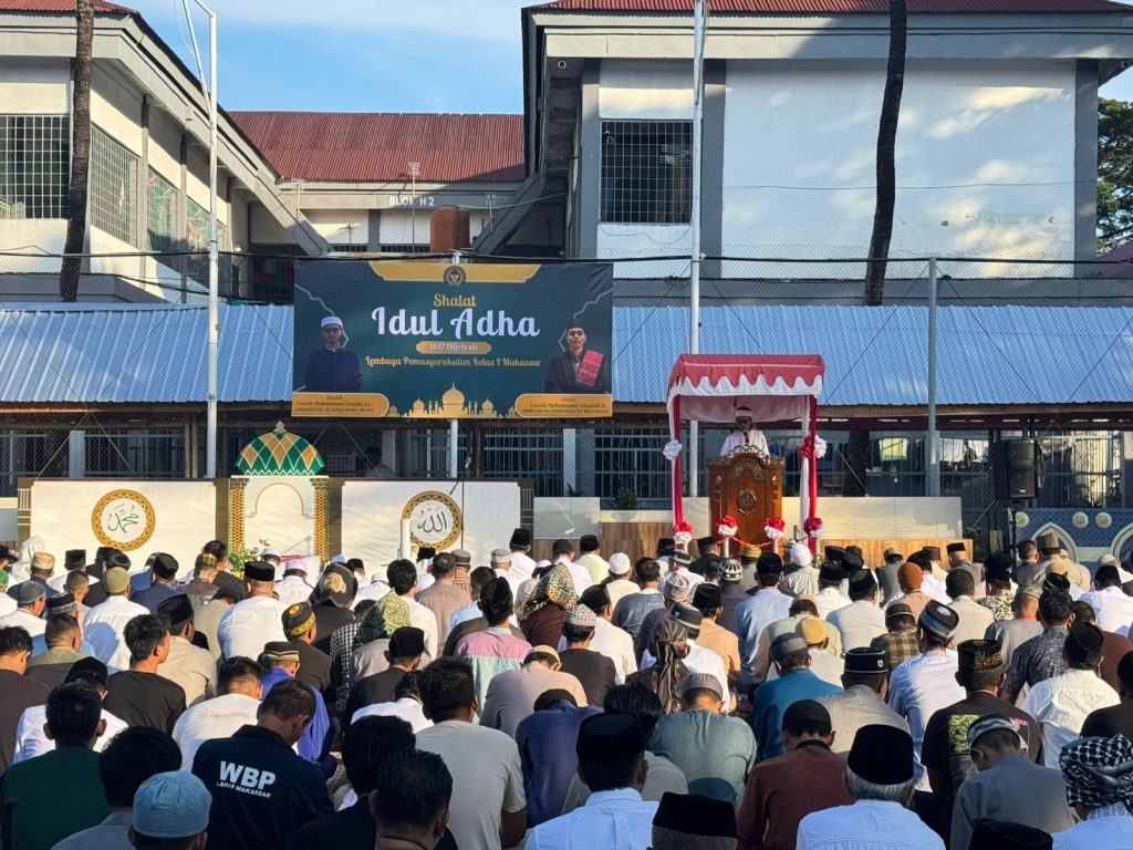 Khidmat dan Penuh Kebersamaan, Lapas Makassar Gelar Shalat Idul Adha 1447 Hijriah Bersama Warga Binaan