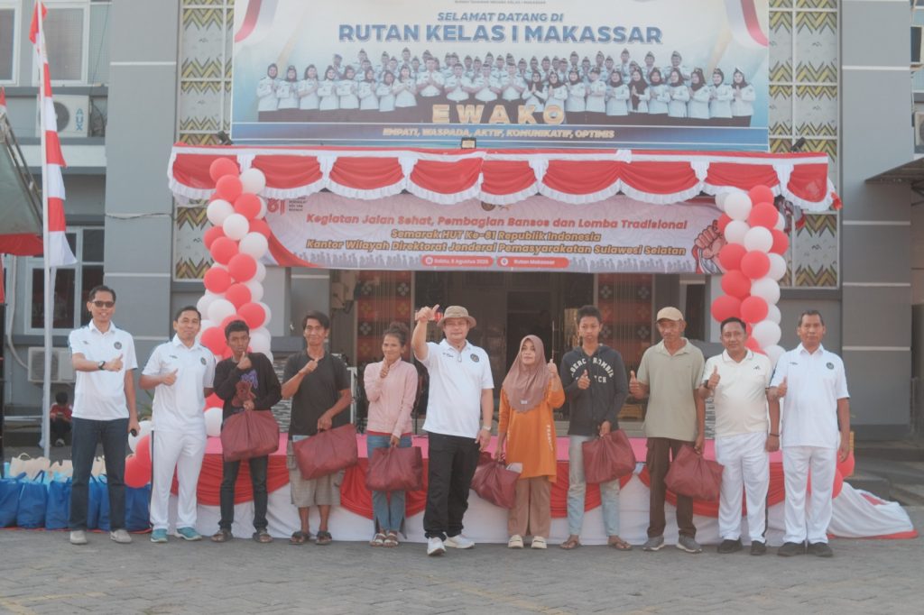 Semarak HUT ke-81 RI, Lapas Makassar Ikuti Jalan Santai dan Rangkaian Kegiatan Kebersamaan Pemasyarakatan Sulsel