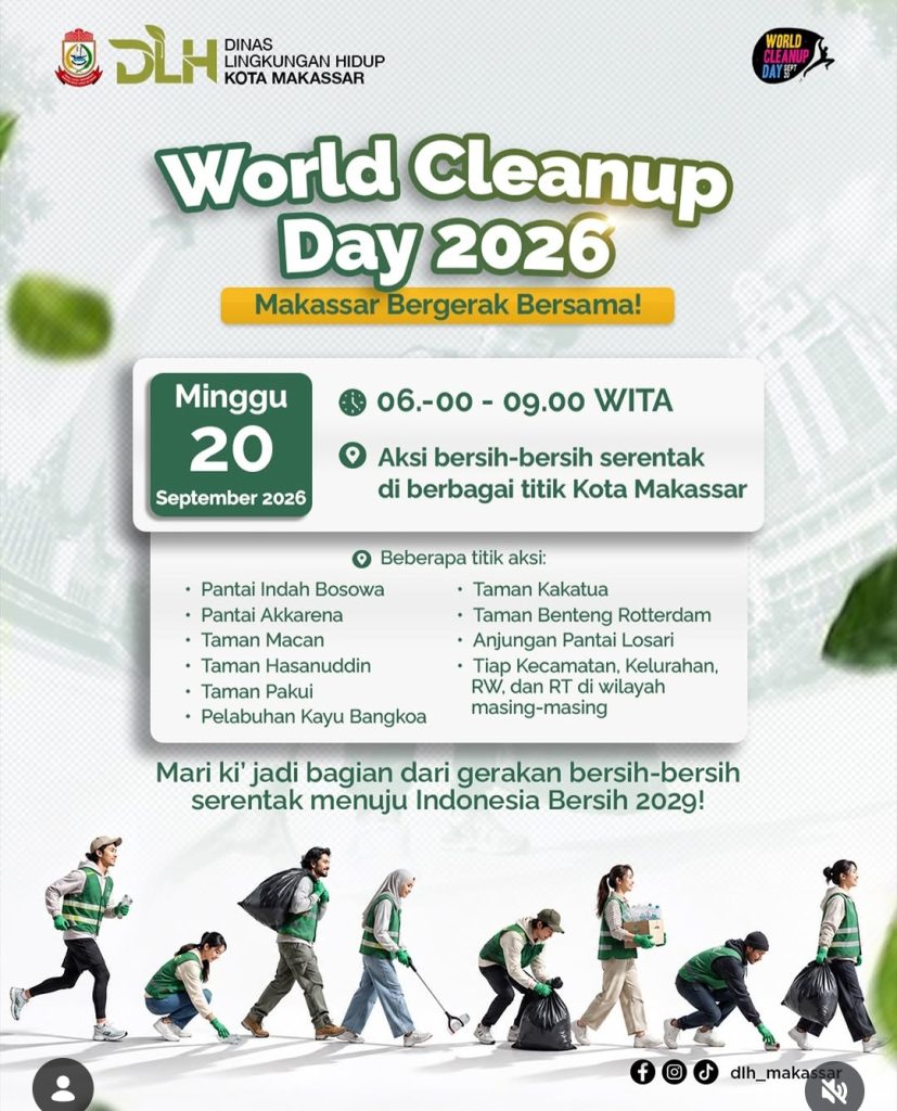 DLH Kota Makassar Ajak Warga Bergerak Bersama di World Cleanup Day 2026